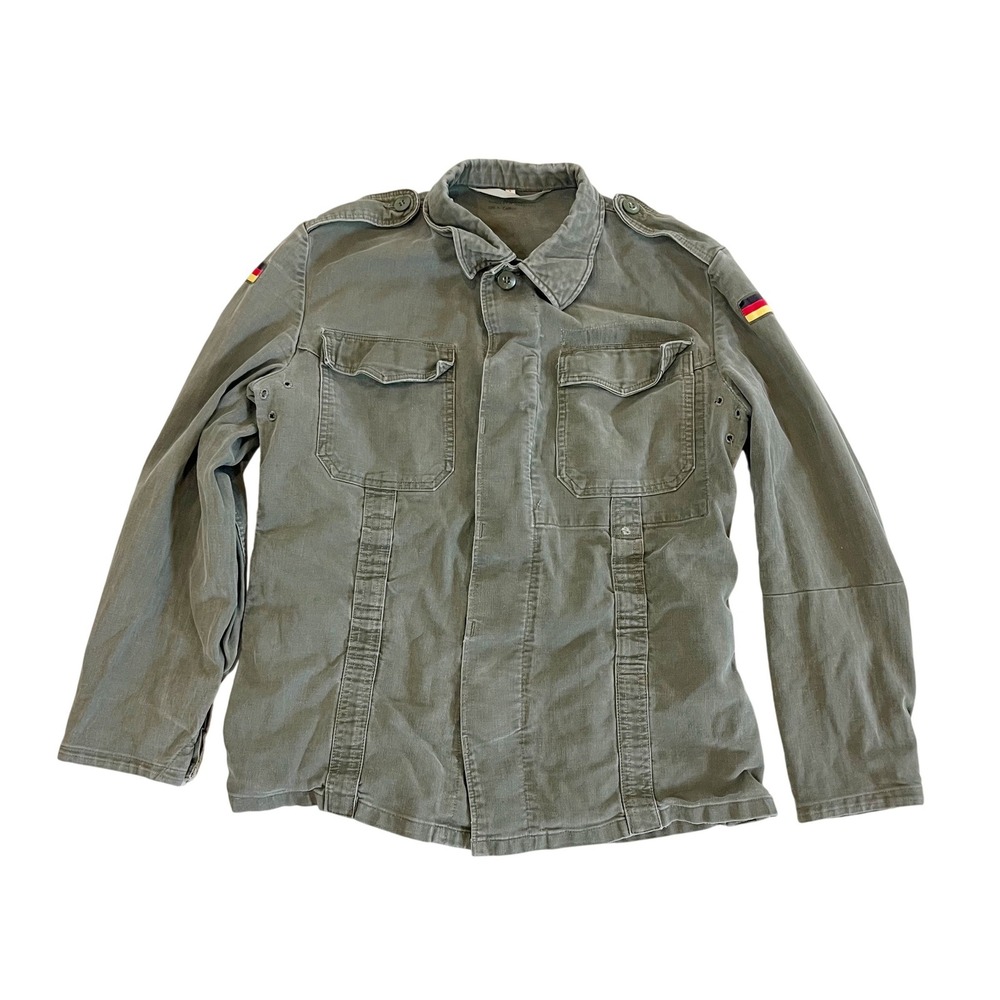 Vintage 80s German Military Field Jacket Olive Army Moleskin Tagged 2, Medium